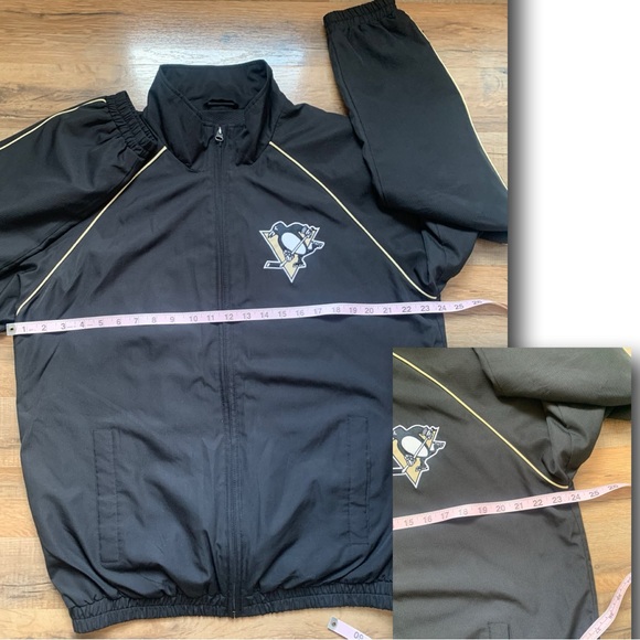 🏒🐧 NHL Penguins Full Zip Lightweight Jacket Logo Front & Back Medium - Picture 11 of 12